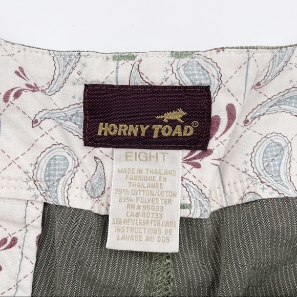 Horny Toad Women's Green Khaki Pinstripe Outdoor Casual Hiking Shorts Size 8 - Picture 5 of 9